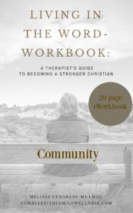 The Living in the Word eWorkbook: Community section walks you through the process of hospitality, generosity, and your civic duty. Only $1.50